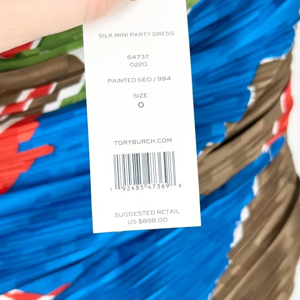 NWT Tory Burch Silk Mini Party Dress in Painted Geo